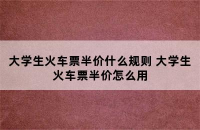 大学生火车票半价什么规则 大学生火车票半价怎么用